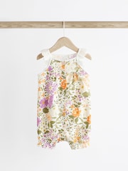 Purple Floral Baby Vest Rompers 3 Pack - Image 3 of 10