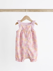 Purple Floral Baby Vest Rompers 3 Pack - Image 4 of 10
