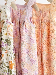 Purple Floral Baby Vest Rompers 3 Pack - Image 6 of 10