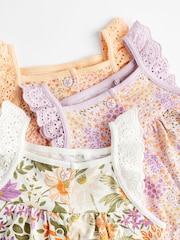 Purple Floral Baby Vest Rompers 3 Pack - Image 7 of 10