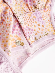 Purple Floral Baby Vest Rompers 3 Pack - Image 8 of 10