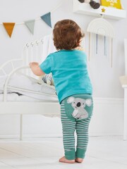 Jojo Maman Bébé Blue Koala Stripe Knitted Leggings - Image 2 of 2