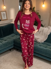 Pour Moi Pink Cotton Long Sleeve Wide Leg Trouser Pyjamas Set - Image 2 of 4
