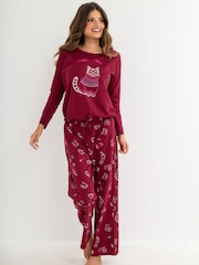 Pour Moi Pink Cotton Long Sleeve Wide Leg Trouser Pyjamas Set - Image 3 of 4