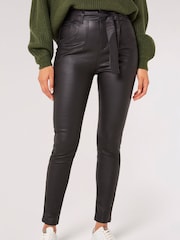 Apricot Black Leather Look Belted Trousers - Image 1 of 4