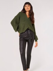 Apricot Black Leather Look Belted Trousers - Image 3 of 4