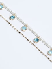 Mood Gold Tone Pearl Coastal Channel Charm Necklaces Pack of 2 - Image 2 of 4