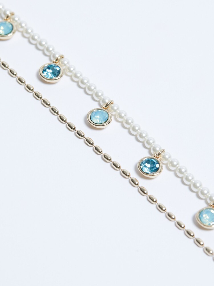 Mood Gold Tone Pearl Coastal Channel Charm Necklaces Pack of 2 - Image 2 of 4