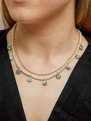 Mood Gold Tone Pearl Coastal Channel Charm Necklaces Pack of 2 - Image 3 of 4