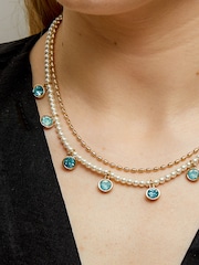 Mood Gold Tone Pearl Coastal Channel Charm Necklaces Pack of 2 - Image 4 of 4