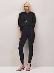 Ro&Zo Black Petite Ponte Stirrup Leggings - Image 1 of 7
