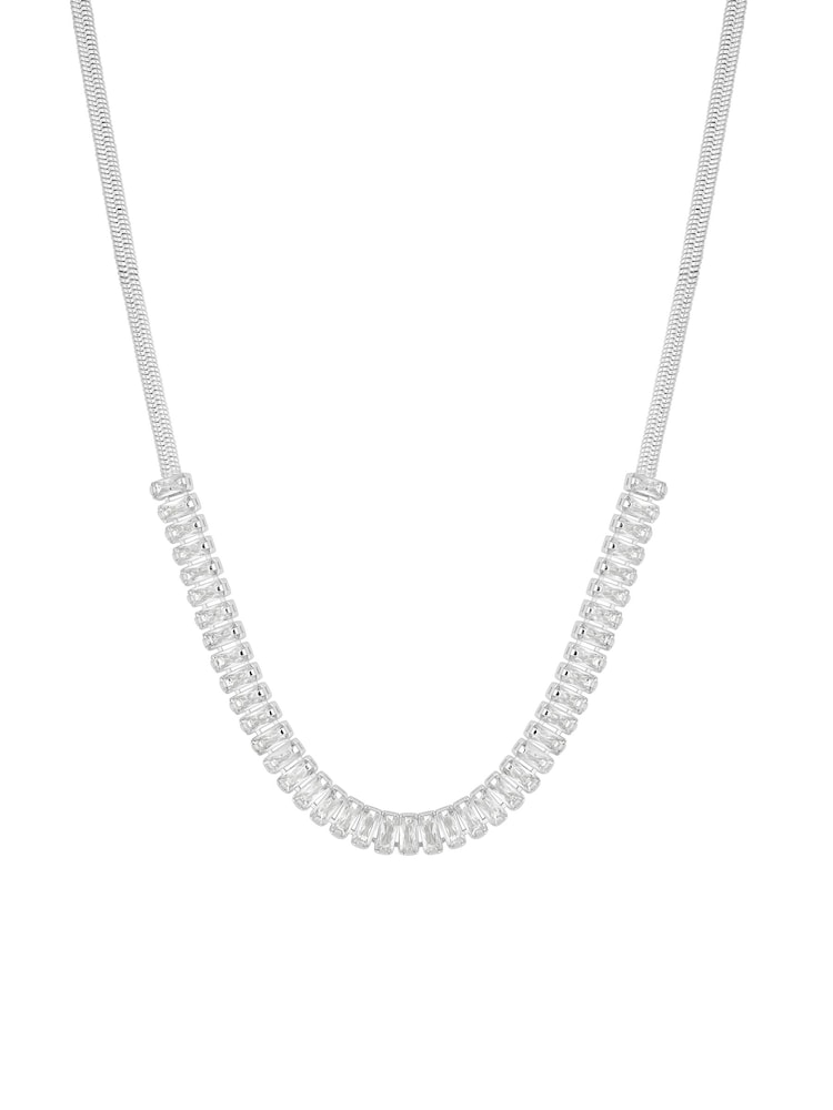 Mood Silver Tone Crystal Baguette Choker Necklace - Image 1 of 4
