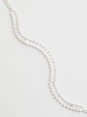 Mood Silver Tone Crystal Baguette Choker Necklace - Image 2 of 4