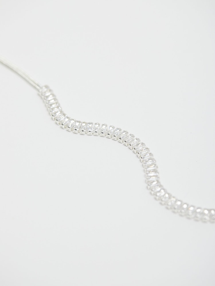 Mood Silver Tone Crystal Baguette Choker Necklace - Image 4 of 4