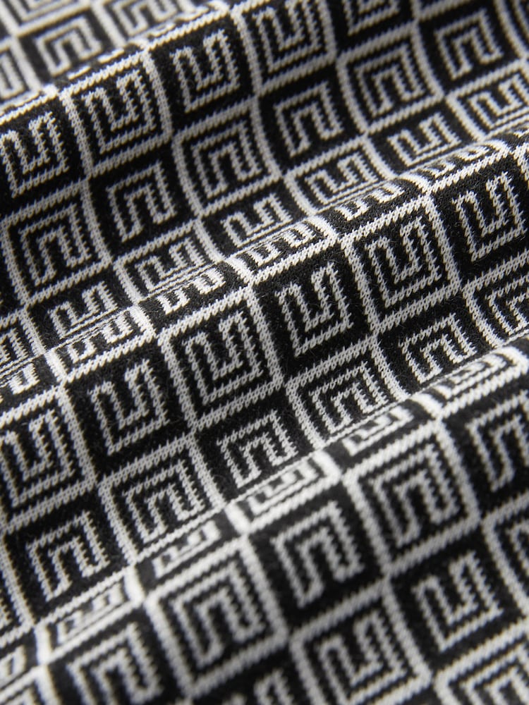Monochrome Geo High Neck Long Sleeve Mini Dress - Image 5 of 5
