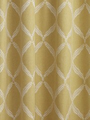 Riva Home Yellow Olivia Linen Look Lattice Print Pencil Pleat Curtains - Image 4 of 4