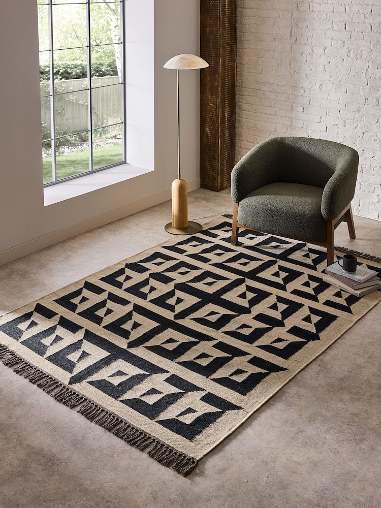 French Connection Natural Sundial Wool Flatweave Rug - Image 1 of 5
