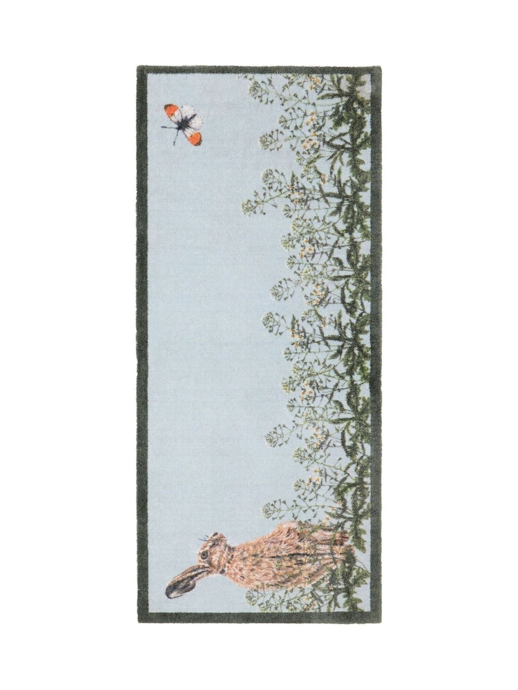 Hug Rug Grey Sally Swannell Hare & Shepherd's Purse Runner - Image 2 of 4 Hug Rug Grey Sally Swannell Hare & Shepherd's Purse Runner - Image 2 of 4