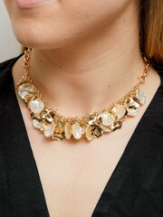 Mood Gold Tone Pearl And Polished Flower Charm Shaker Necklace - Image 1 of 2