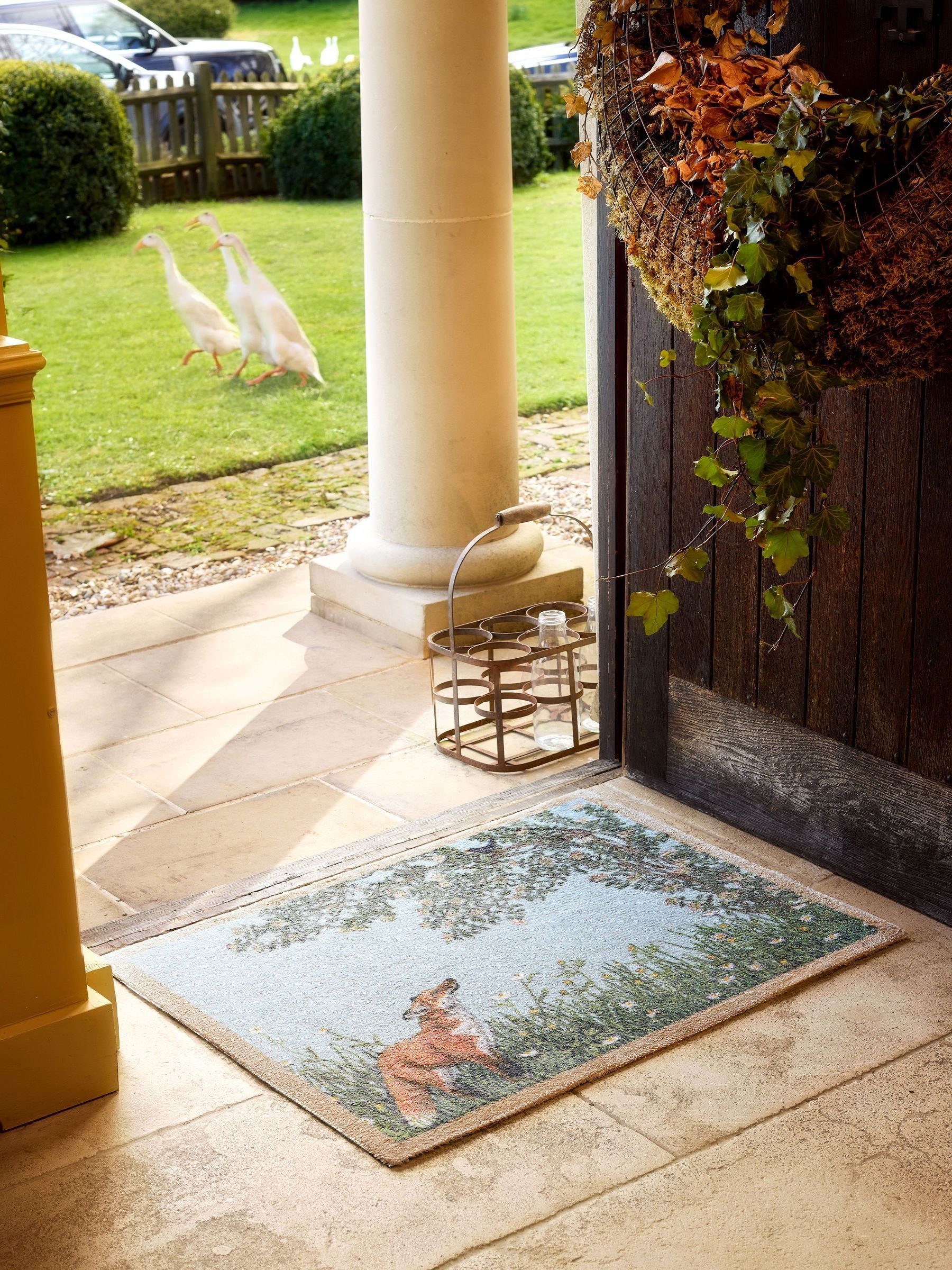 Hug Rug Grey Sally Swannell Fox & Blackbird Mat