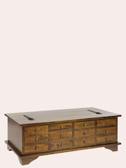 Laura Ashley Dark Chestnut Garrat 12 Drawer Coffee Table - Image 7 of 7