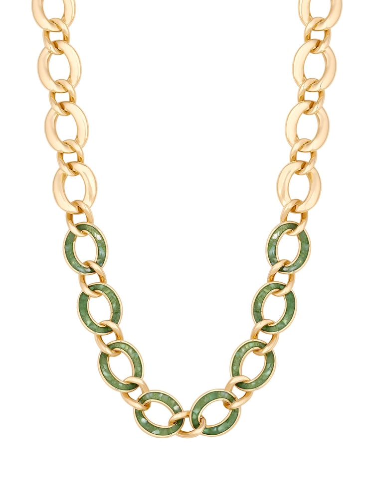 Mood Gold Tone Mother Of Pearl And Polished Interlinked Collar Necklace - Image 1 of 4