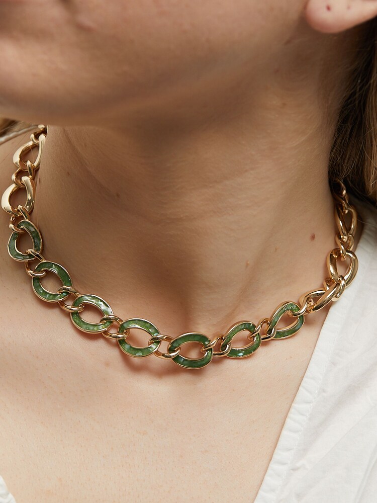 Mood Gold Tone Mother Of Pearl And Polished Interlinked Collar Necklace - Image 4 of 4