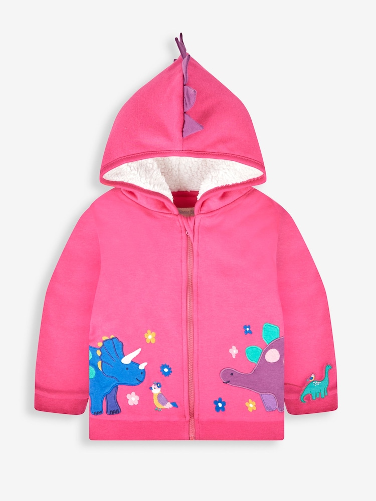JoJo Maman Bébé Fuchsia Pink Dino Cosy Hoodie - Image 2 of 5