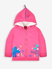 JoJo Maman Bébé Fuchsia Pink Dino Cosy Hoodie - Image 3 of 5