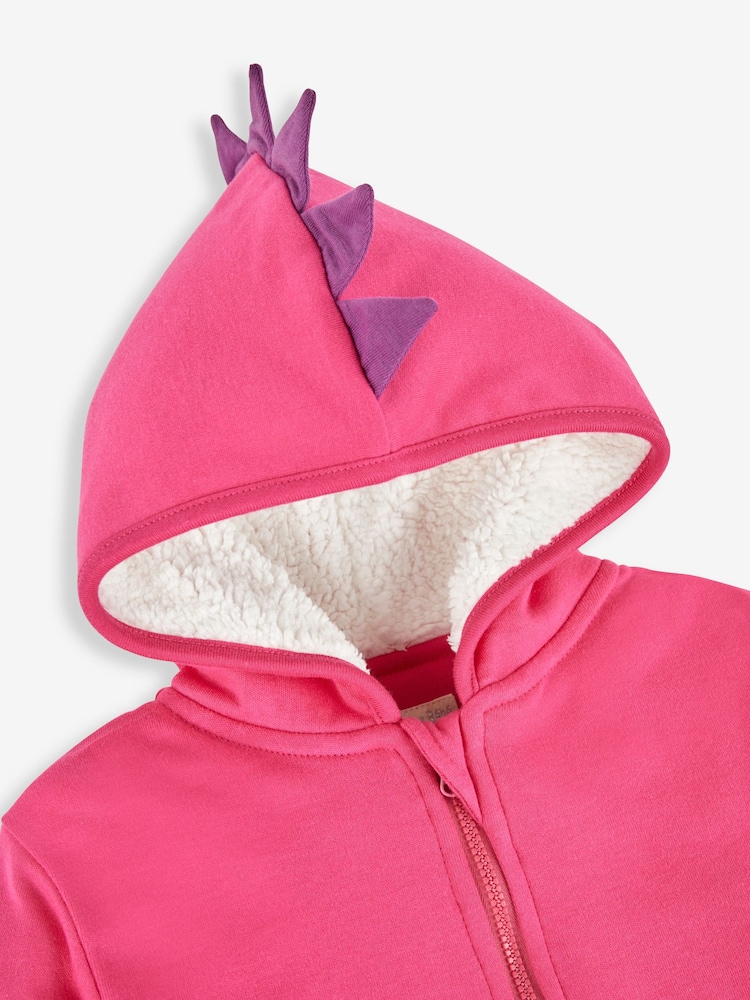 JoJo Maman Bébé Fuchsia Pink Dino Cosy Hoodie - Image 5 of 5