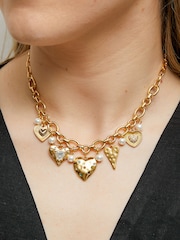 Mood Gold Tone Coloured Crystal Meaningful Heart Charm Necklace - Image 1 of 5