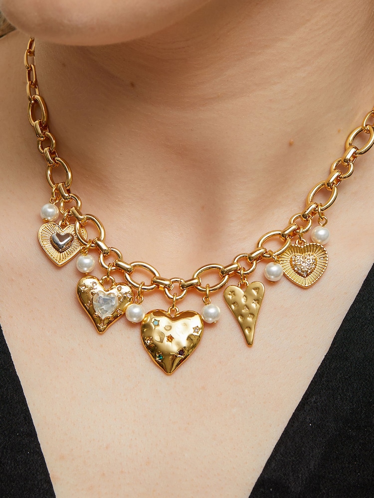 Mood Gold Tone Coloured Crystal Meaningful Heart Charm Necklace - Image 2 of 5