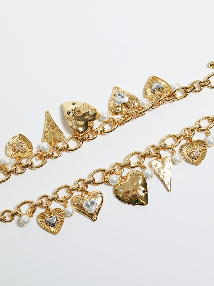 Mood Gold Tone Coloured Crystal Meaningful Heart Charm Necklace - Image 5 of 5