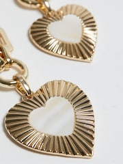 Mood Gold Tone Mother Of Pearl Textured Heart Short Pendant Necklace - Image 3 of 5