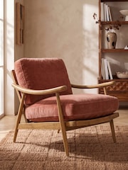 Relaxed Chenille Rust Orange Hampton Wooden Accent Chair - Image 1 of 8