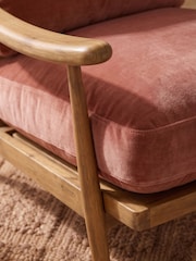 Relaxed Chenille Rust Orange Hampton Wooden Accent Chair - Image 2 of 8