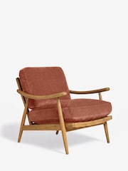 Relaxed Chenille Rust Orange Hampton Wooden Accent Chair - Image 3 of 8