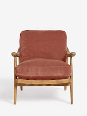 Relaxed Chenille Rust Orange Hampton Wooden Accent Chair - Image 5 of 8