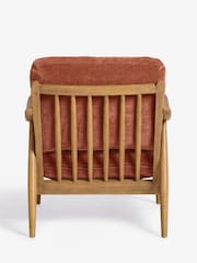 Relaxed Chenille Rust Orange Hampton Wooden Accent Chair - Image 7 of 8