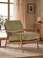 Relaxed Chenille Light Fern Green Hampton Wooden Accent Chair - Image 1 of 7