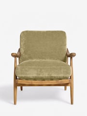 Relaxed Chenille Light Fern Green Hampton Wooden Accent Chair - Image 4 of 7