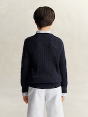 GANT Blue Shield Cotton Cable Neck Sweater - Image 2 of 4