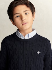 GANT Blue Shield Cotton Cable Neck Sweater - Image 3 of 4