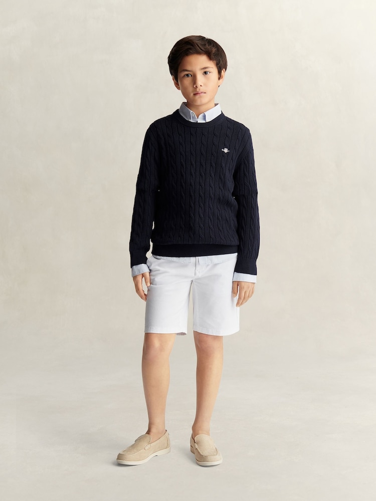 GANT Blue Shield Cotton Cable Neck Sweater - Image 4 of 4 GANT Blue Shield Cotton Cable Neck Sweater - Image 4 of 4