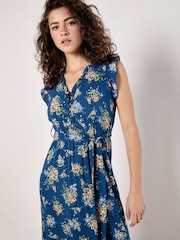Apricot Blue Ditsy Floral Print Midi Dress - Image 1 of 4