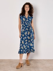 Apricot Blue Ditsy Floral Print Midi Dress - Image 3 of 4