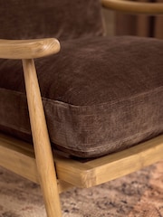 Relaxed Chenille Chocolate Brown Hampton Wooden Accent Chair - Image 2 of 8