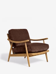 Relaxed Chenille Chocolate Brown Hampton Wooden Accent Chair - Image 4 of 8