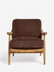 Relaxed Chenille Chocolate Brown Hampton Wooden Accent Chair - Image 5 of 8