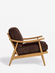 Relaxed Chenille Chocolate Brown Hampton Wooden Accent Chair - Image 6 of 8